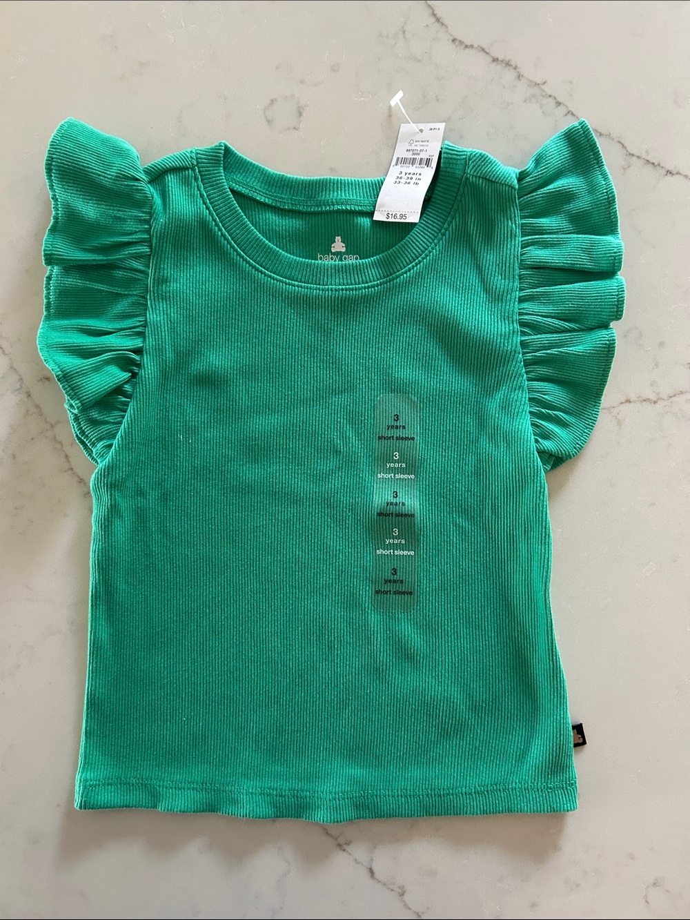 GAP Girls' Bright Teal Ruffle Sleeve Tank
